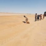 Men clearing tracks in dessert